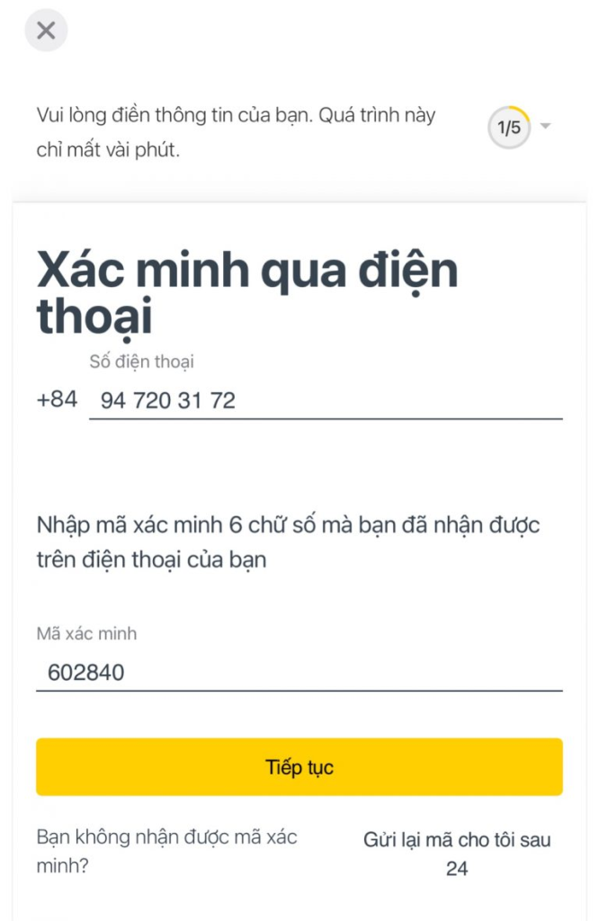 xác minh Exness